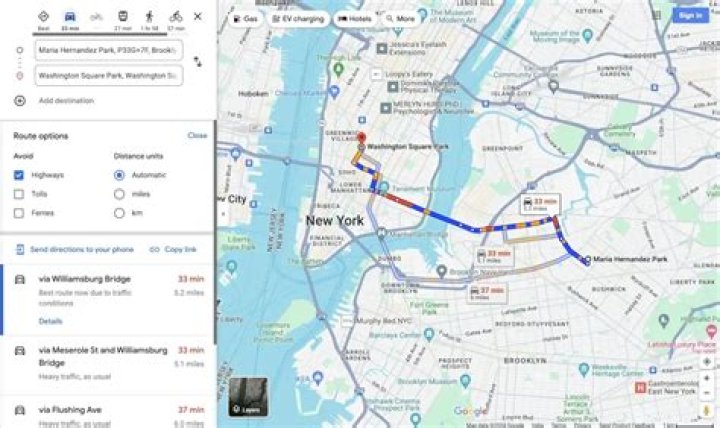 How do I choose to avoid highways on Google Maps?